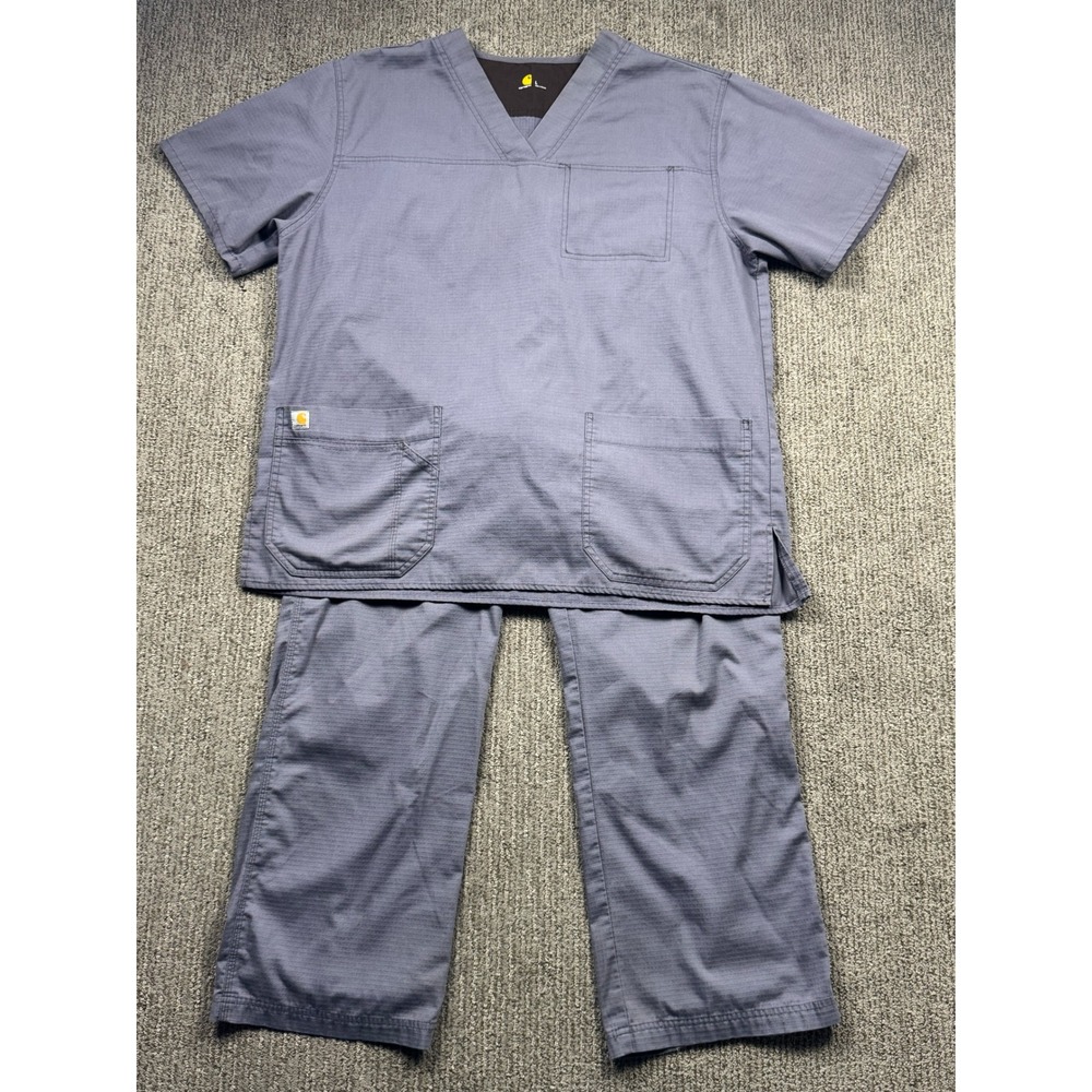 Carhartt C15208 Mens Liberty Scrub Set V-Neck Top & Pants Gray Large